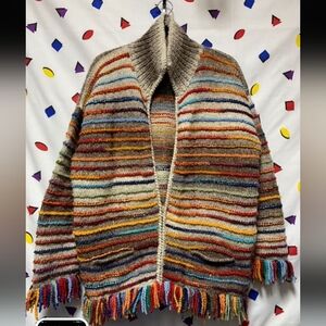 The Sweater Vertue -Multicolor Striped Knit Sweater Thick Wool $275 Retail